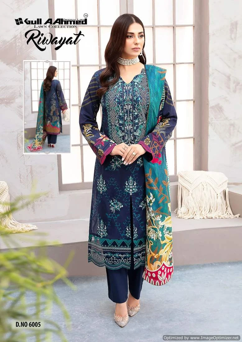 Gull A Ahme Riwayat Vol 6 Lawn Cotton Wholesale Pakistani Salwar Suit Catalog — Wholesale Salwar Suits, MPA wholesale from Surat - Gallery Image 6